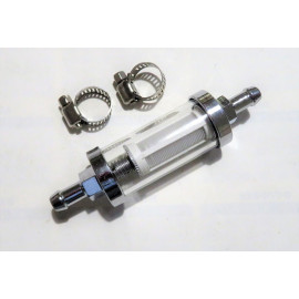 Fuel Filter inline 5/16" [8mm] visible element in toughened glass cylinder [14-805]